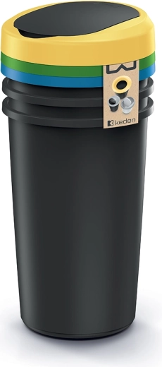 Ensemble de poubelles Compacta R avec couvercle basculant 3×25 l