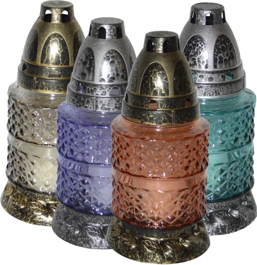 Lampe funéraire en verre 17 cm – paraffine, assortiment de couleurs