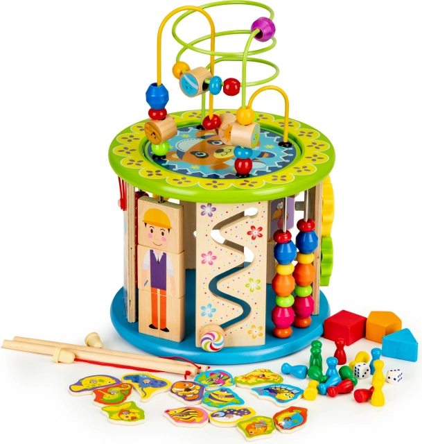 Cube éducative en bois avec jeux et pêche ECOTOYS