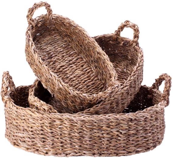 Paniers avec poignées en herbe de mer TORO, lot de 3 pièces