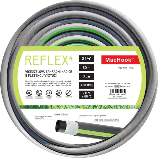 tuyau d’arrosage Reflex4 3/4", 20 m, gris‑vert