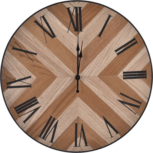 Horloge murale décorative en bois et métal beige 39 cm