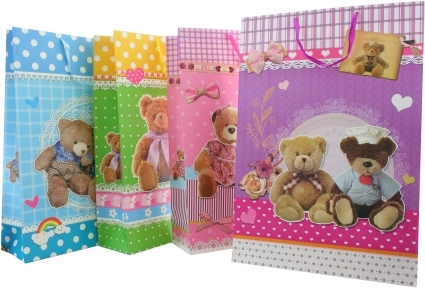 Sac cadeau coloré – extra grand avec des oursons