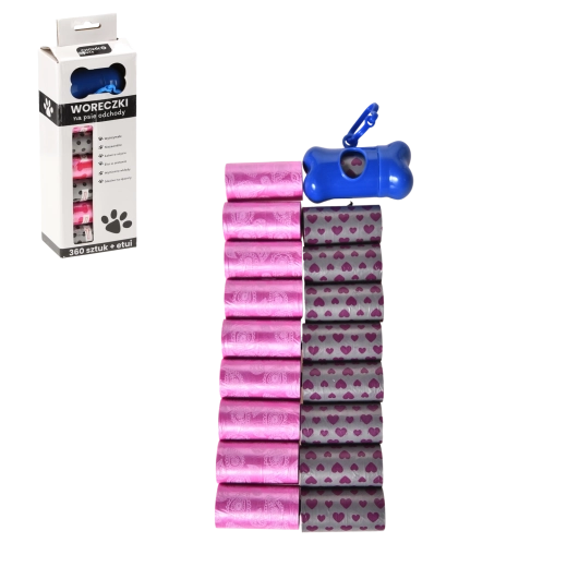 Sachets pour déjections canines avec distributeur, 360 pcs