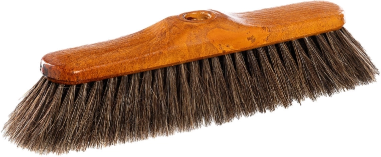 Balai 28 cm en plastique imitation bois avec crin de cheval pur et filetage grossier