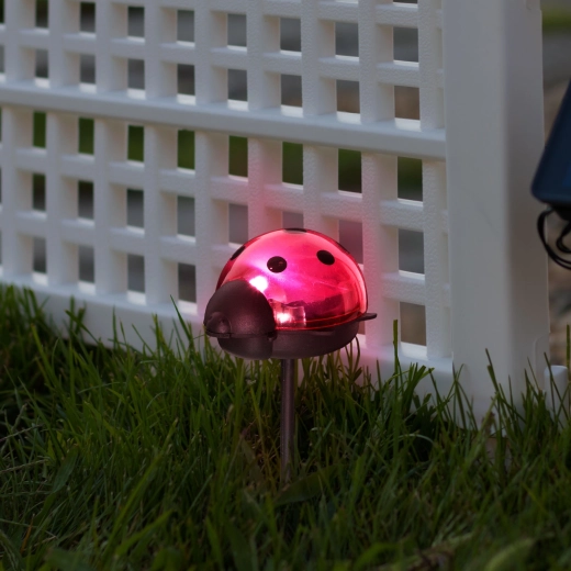 Lampe de jardin LED solaire en forme de coccinelle, lumière blanche froide - 1 pièce