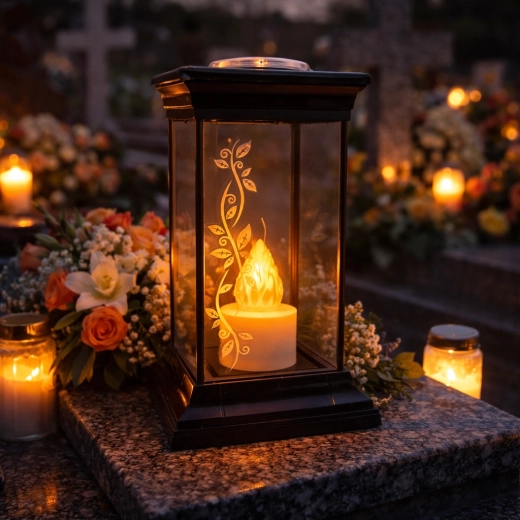 Lanterne LED avec bougie 14 × 14 × 28 cm