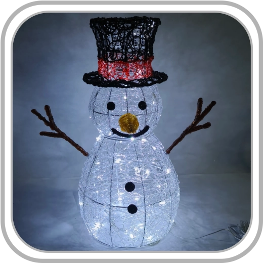 Bonhomme de neige LED de Noël de 60 cm avec lumière blanche froide