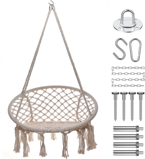 Balançoire nid de cigogne pour pièce de jardin Premium - blanc + kit de montage