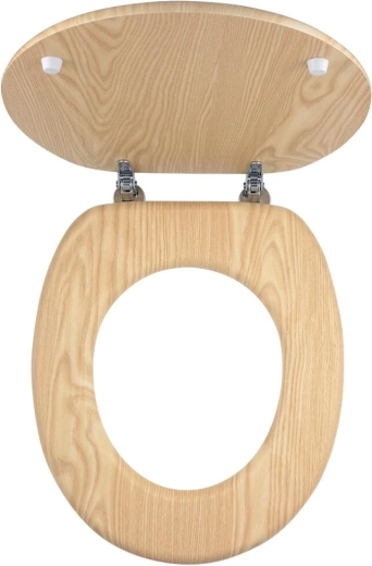 Abattant WC en MDF plaqué frêne avec fixations chromées