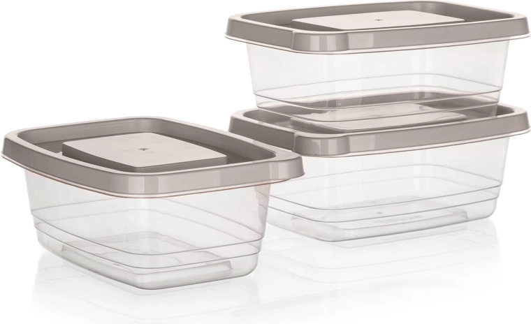 Ensemble de boîtes alimentaires rectangulaires 1,13 l – 3 pièces, transparentes avec couvercle Latte