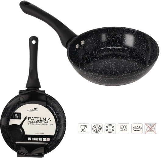 Poêle en aluminium 18 cm avec revêtement céramique pour induction