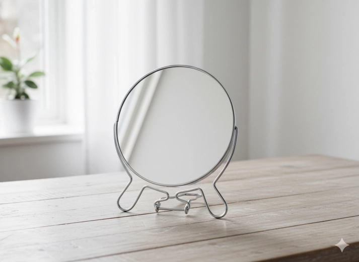 Miroir de maquillage, noir, compact