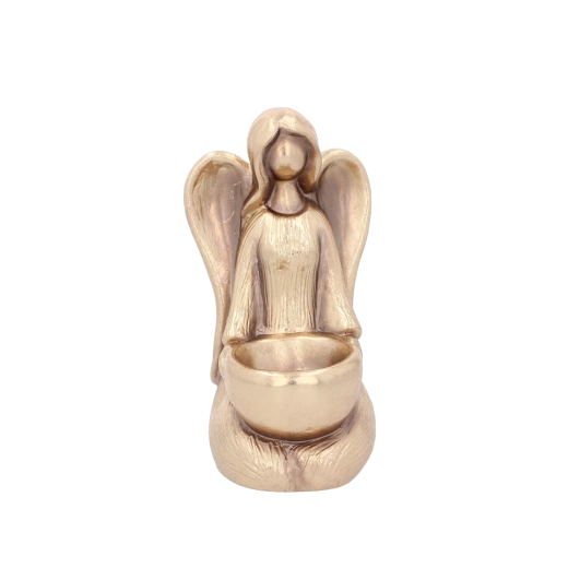 Figurine d’ange assise dorée – décoration d’intérieur élégante