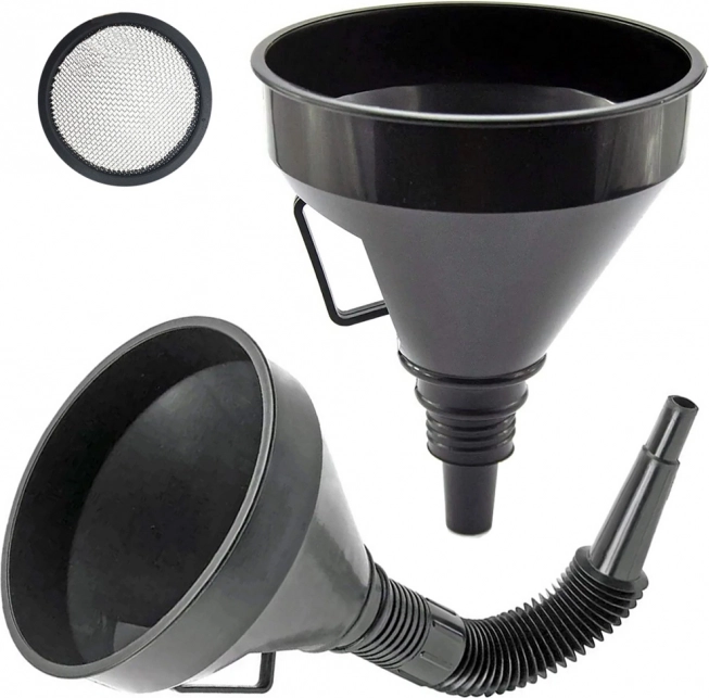 Grand entonnoir à carburant en plastique avec tamis