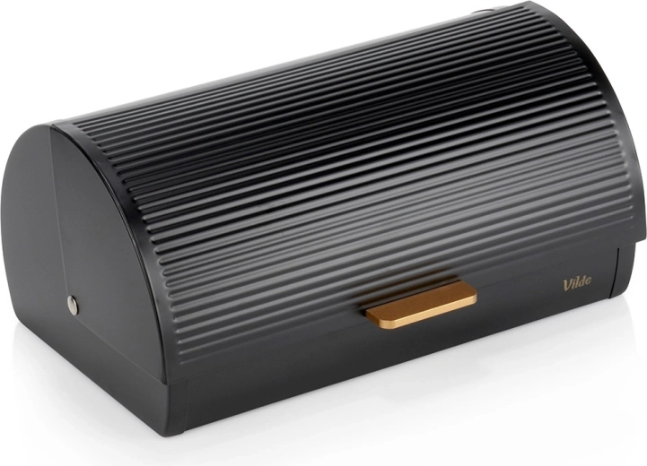 Boîte à pain en métal noire 39 × 28 × 18,5 cm