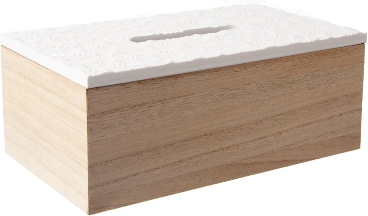 Boîte en bois beige pour mouchoirs en papier 24 × 14 × 10 cm