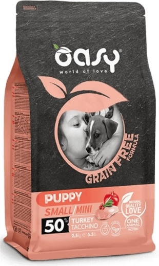 Oasy Grain Free Puppy Small/Mini aliment pour chiots à la dinde 2,5 kg