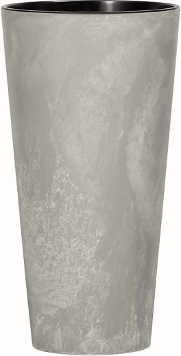 Cache-pot Tubus Slim effet béton avec insert 25 cm, gris