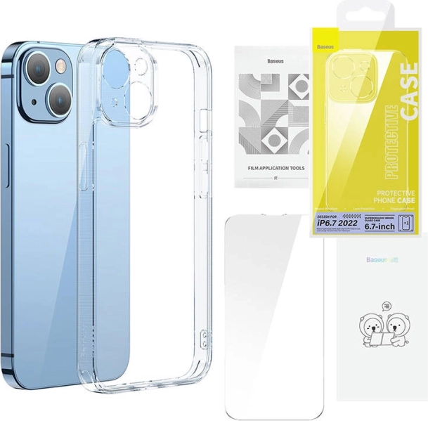 Baseus SuperCeramic coque en verre transparente et kit de verre trempé pour iPhone 14 – Plus