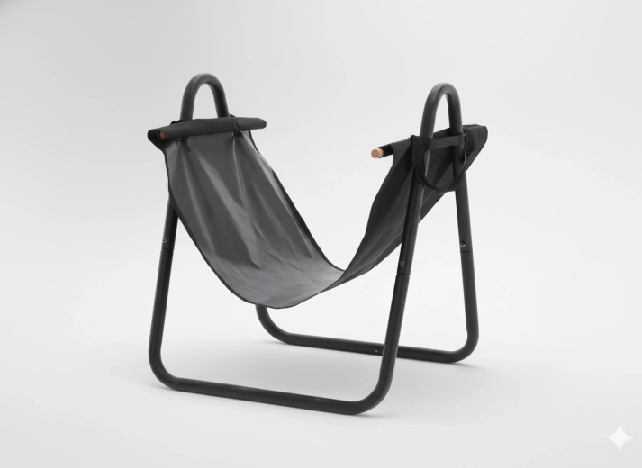 Support métallique pour bois de chauffage avec sac de transport 40 × 45 × 50 cm