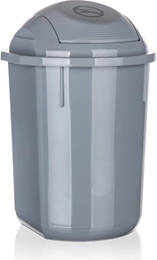 Poubelle basculante 8 L, ronde, plastique gris