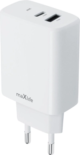 Chargeur mural MAXLIFE 20 W avec USB‑C et USB‑A