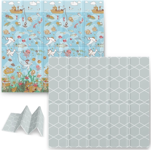 Tapis de jeu pliable en mousse 200 × 180 × 1 cm océan NUKIDO