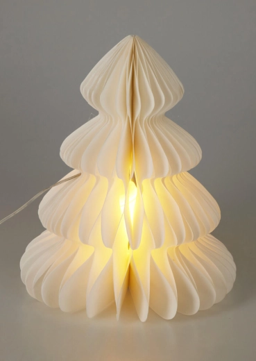 sapin en papier lumineux avec minuterie 28 cm, blanc chaud