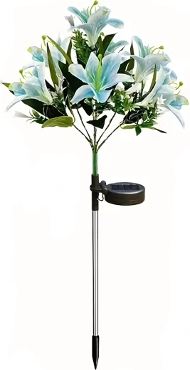 Lampe de jardin solaire en forme de lys – fleur LED décorative pour massifs