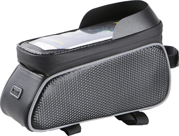 Maxlife sacoche de cadre vélo étanche avec support téléphone, noire
