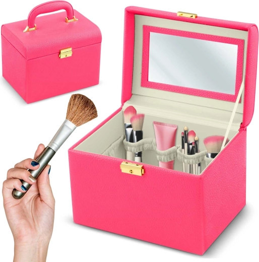 Mallette cosmétique rose Massido avec poignée et serrure