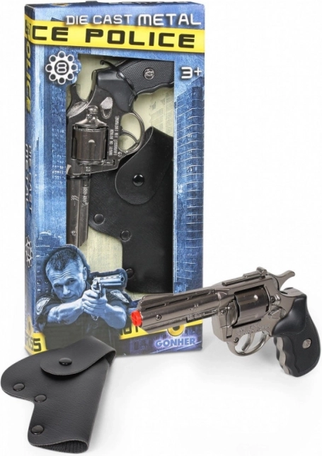 Revolver de police en métal avec étui Gonher