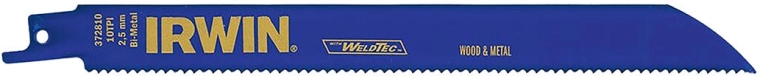Lames de scie sabre pour métal et bois 200 mm, 10 TPI (5 pcs) IRWIN