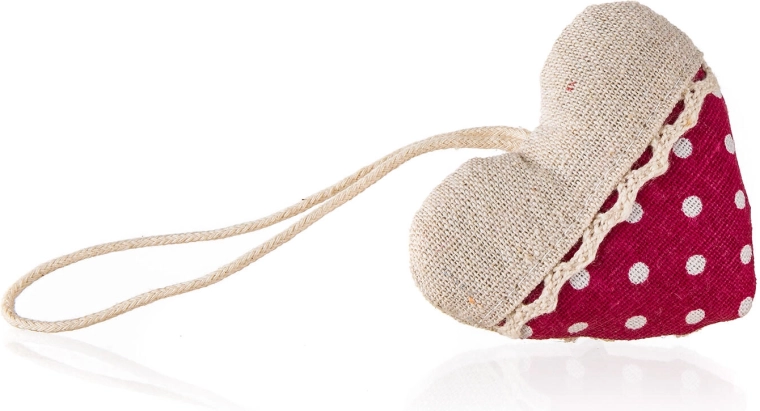 Cœur décoratif en coton 8 × 7 cm – rouge à pois