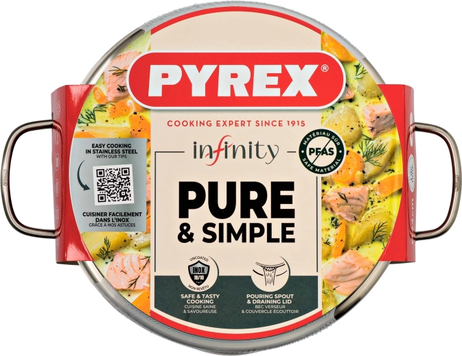 Faitout en acier inoxydable Infinity avec couvercle en verre 24 cm, 4 l