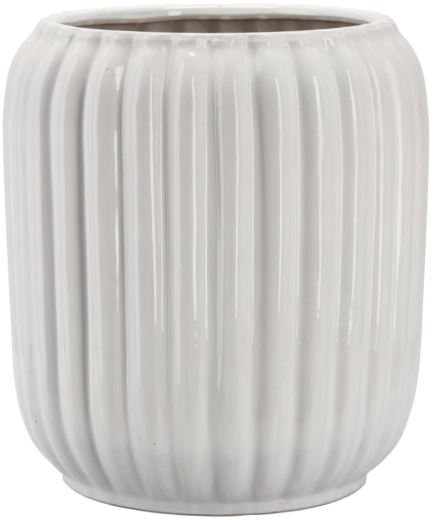 Cache-pot en céramique 40 × 40 × 44 cm blanc à motif en relief