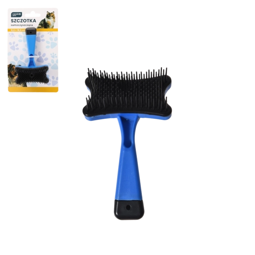 Brosse autonettoyante pour chiens et chats 13 × 7,5 cm bleue