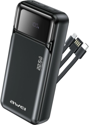 Batterie externe Awei 20 000 mAh avec câbles intégrés