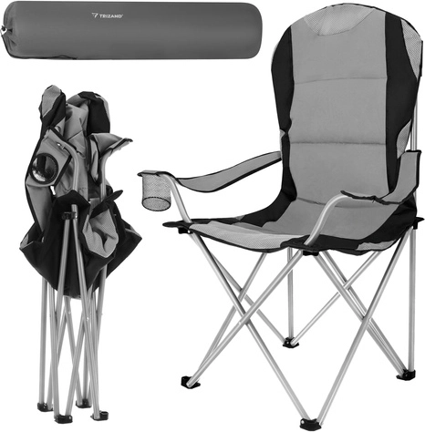 Chaise pliante de pêche et camping TRIZAND, gris‑noir