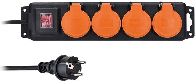 Rallonge électrique extérieure Solight IP44 avec interrupteur, 4 prises, 3 m