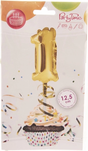 Ballon en aluminium chiffre 1 avec motif gâteau, doré, 12,5 cm