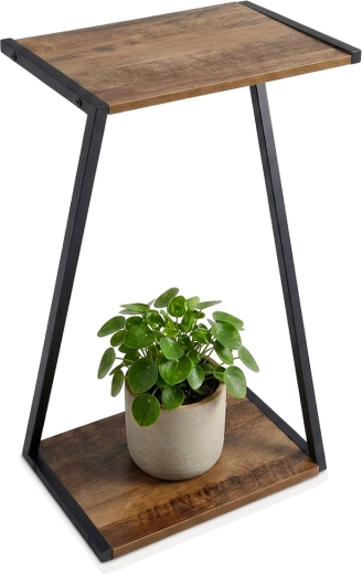 Support à plantes en métal à deux niveaux noir 29 × 20 × 50 cm