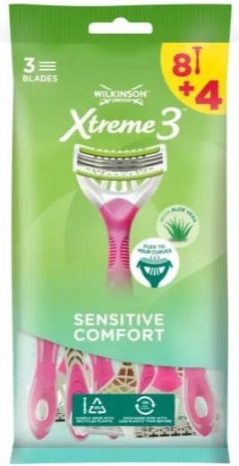 Wilkinson Xtreme3 Comfort Sensitive rasoirs jetables pour femmes 8+4