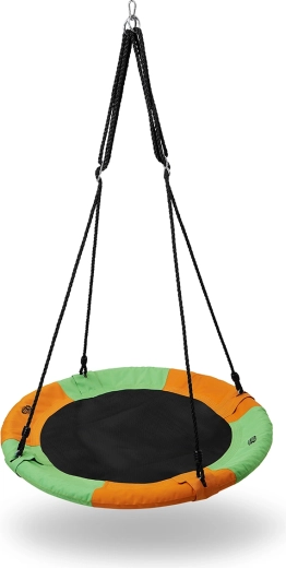 Balançoire de jardin ronde NILS Camp, orange/verte, 90 cm