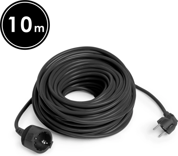 Rallonge électrique noire de 10 m avec prise Schuko