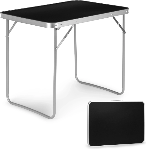Table de pique-nique de tourisme pliante 80 × 60 cm, noire