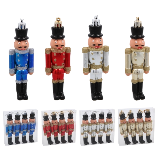 Set de 4 décorations de Noël Casse-Noisette 12 cm