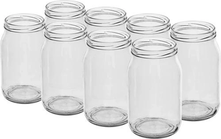 Bocaux de conservation 900 ml avec couvercle à vis, lot de 8 pièces