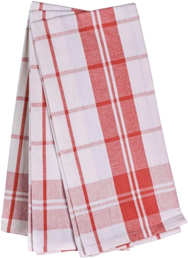 Torchons de cuisine Classic 50 × 70 cm, 100 % coton, rouge et blanc (lot de 3)